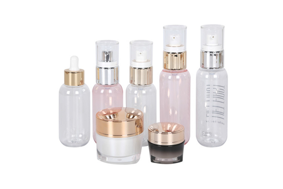 Empty Trave Skincare Set PET 100ml Dropper Bottle 100ml 120ml Lotion Bottle And 15g 50g Acrylic Triangle Cream Jar