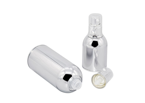 Full Electroplating Cosmetic Airless Pump Bottle 30ml 50ml 100ml Silver Acrylic